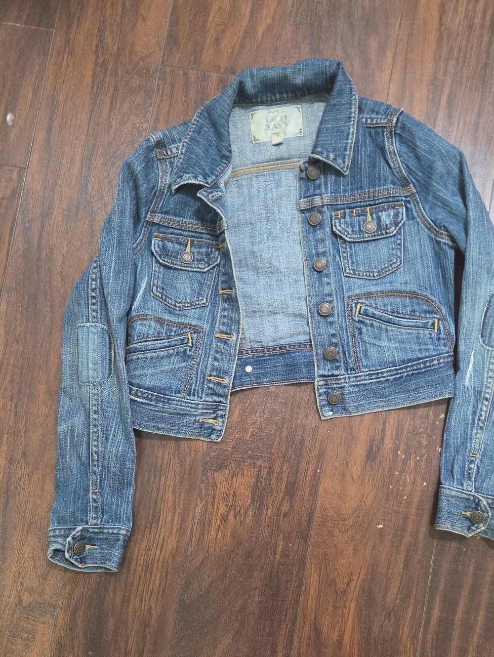 Old Navy Distressed Indigo Blue Cropped Denim Jacket , Size XS